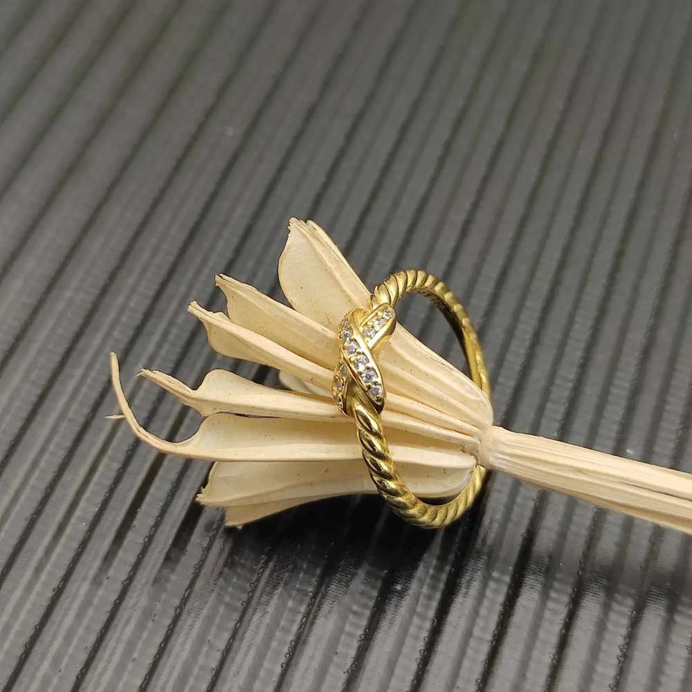 David Yurman Gold Single-Thread Diamond Ring - Picture 6 of 6